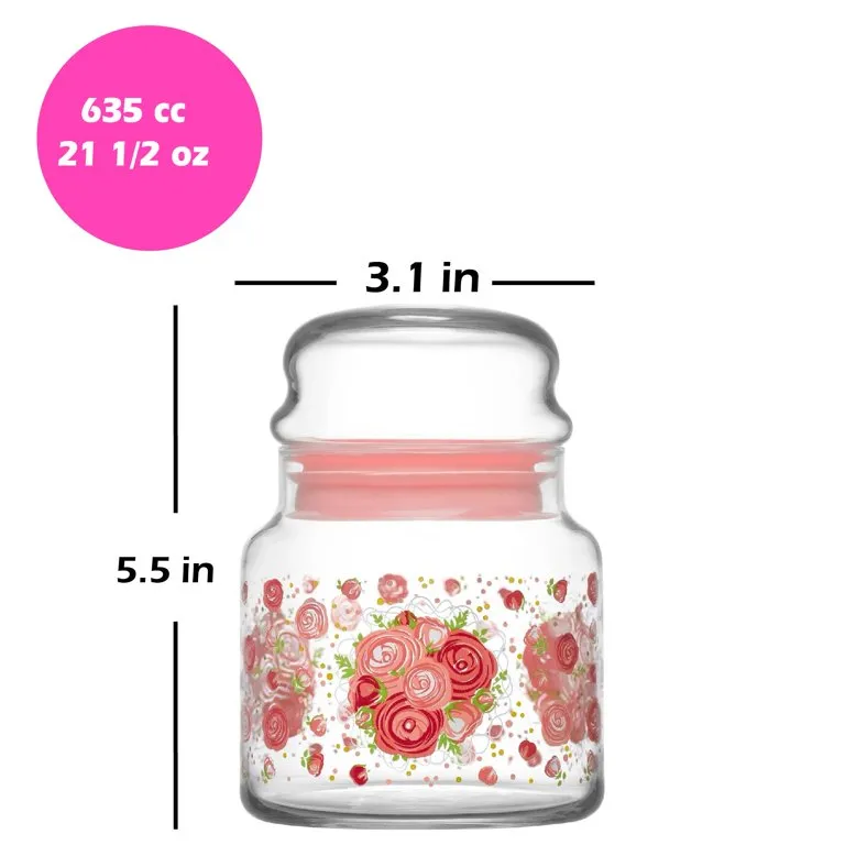 Lav Sera Glass Decorated Jar Set of 6, 21.5 Oz (635 cc)