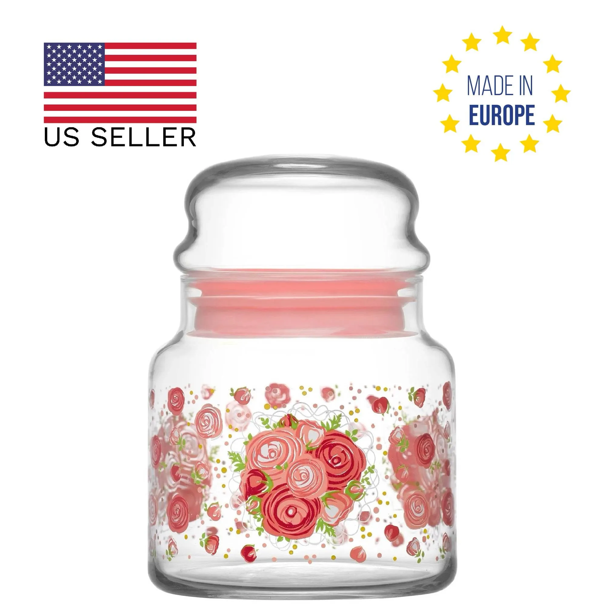 Lav Sera Glass Decorated Jar Set of 6, 21.5 Oz (635 cc)