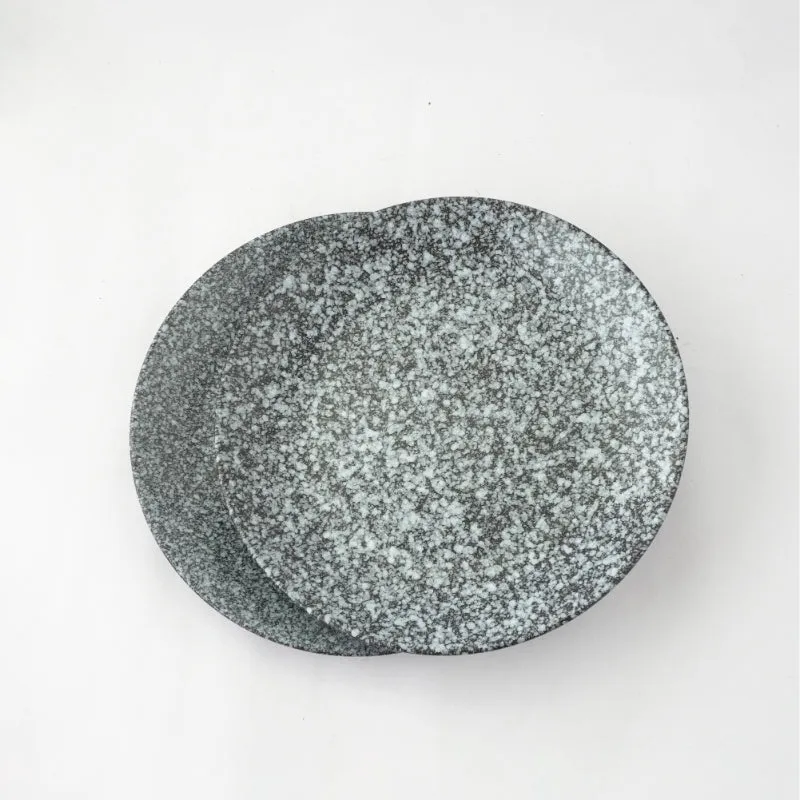 Marble Finished Ceramic Dinner Plates | Set of 2 | 10 Inches