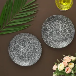 Marble Finished Ceramic Dinner Plates | Set of 2 | 10 Inches