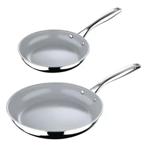 MasterPro Set of 2 Frying Pans Ceramic Coated Non-Stick 20cm/26cm