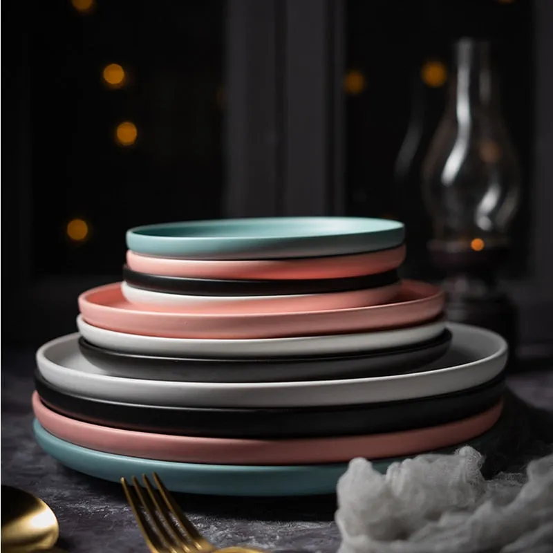 Modern Solid Flat Dinner Plate