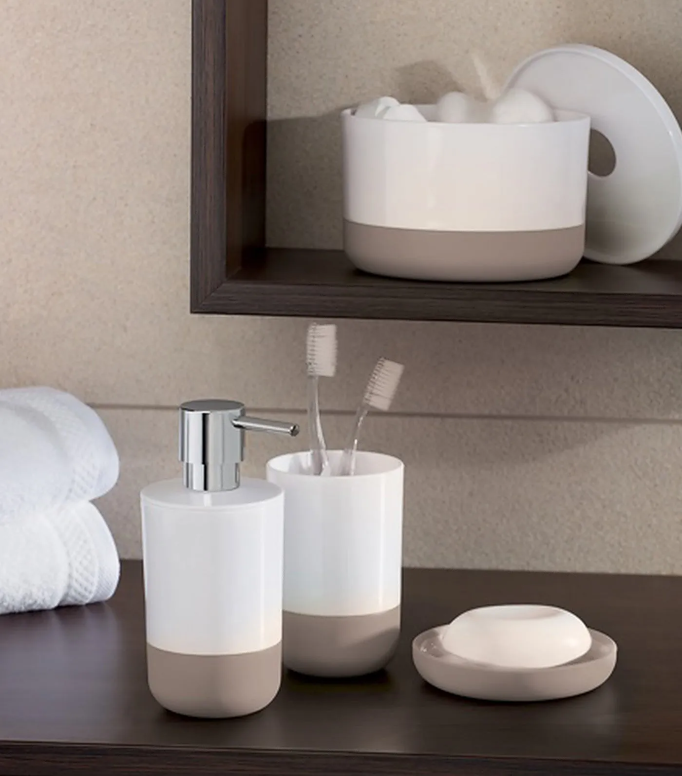 Moji Taupe Bathroom Accessories