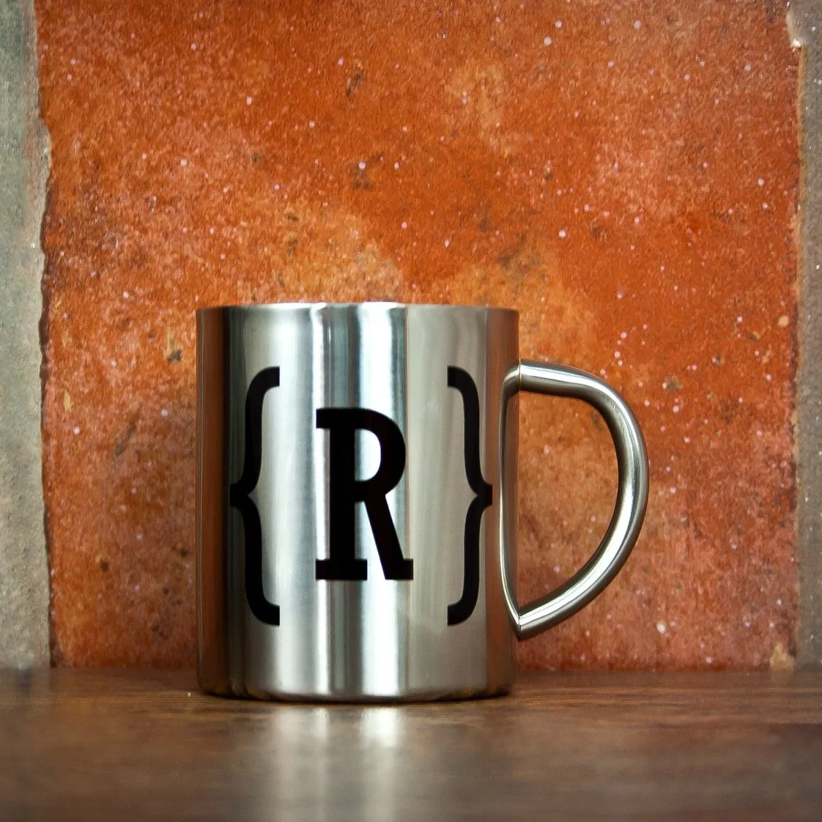 Monogram Swirl Bracket Silver Outdoor Mug