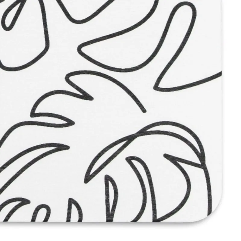 Monstera Leaves Bathmat - Tropical Leaf Bath - Leaves Print Bathroom Mat - Modern Bath Rug - White Stone Non Slip Bath Mat - 39 X 60Cm