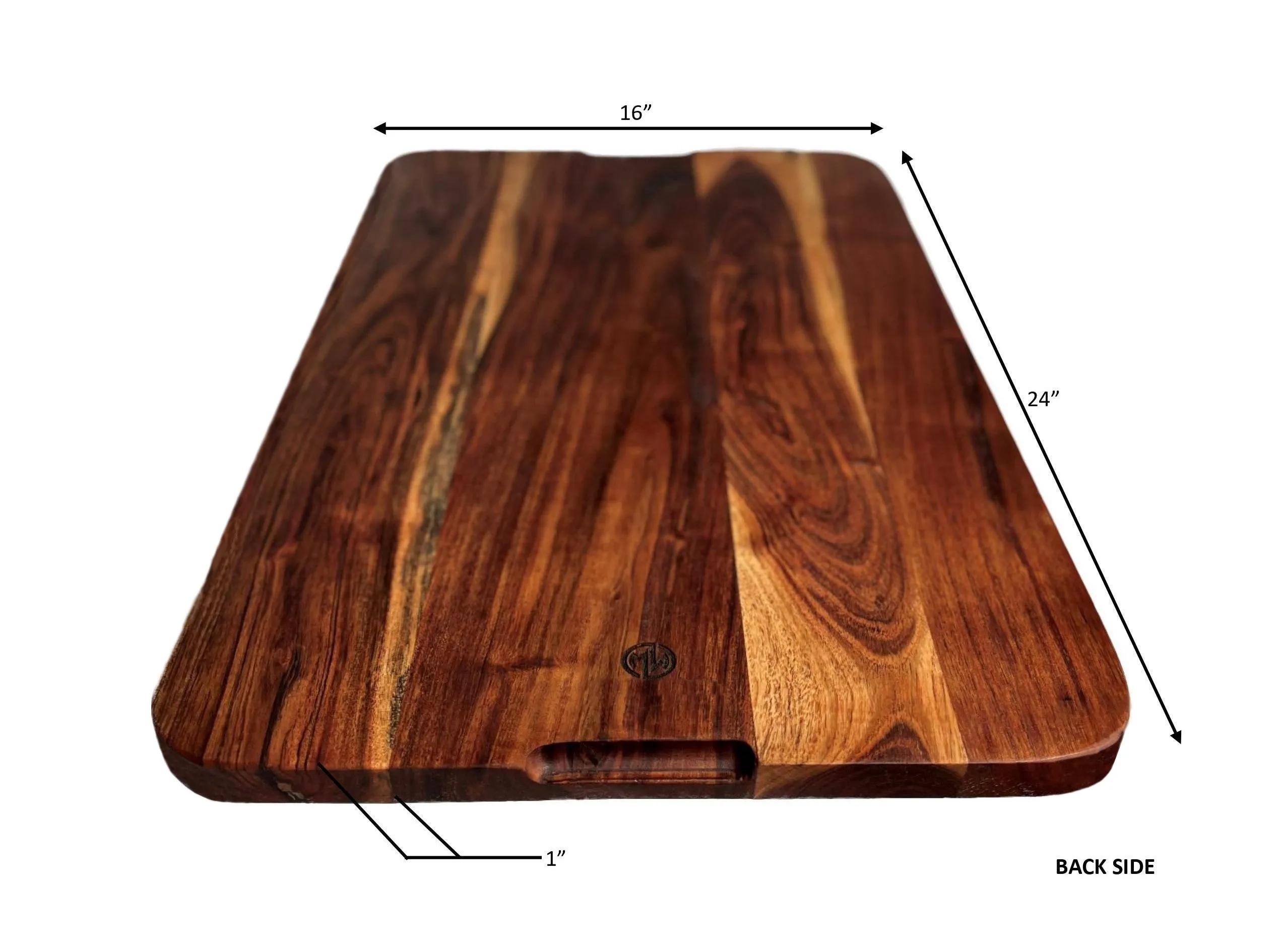 Mountain Woods Brown Extra Large Organic Edge-Grain Hardwood Acacia Cutting Board w/ Juice groove - 24"