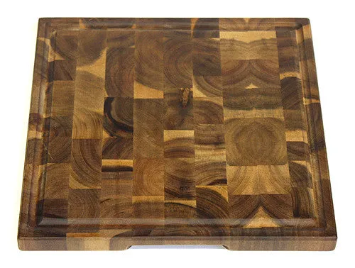 Mountain Woods Brown Extra Large Organic End-Grain Hardwood Acacia Cutting Board w/ Juice groove - 14"