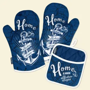 Nautic Home Anchor Oven Mitts And Potholder Set