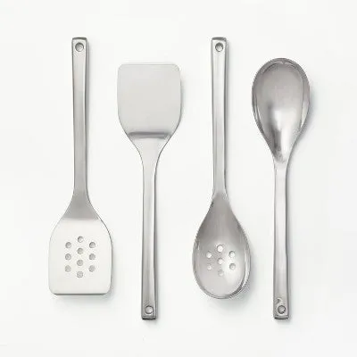 New - 4pc Stainless Steel Kitchen Utensil Set Silver - Figmint