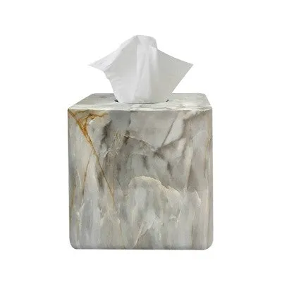 New - Stone Hedge Resin Decorative Square Tissue Box Cover - Nu Steel