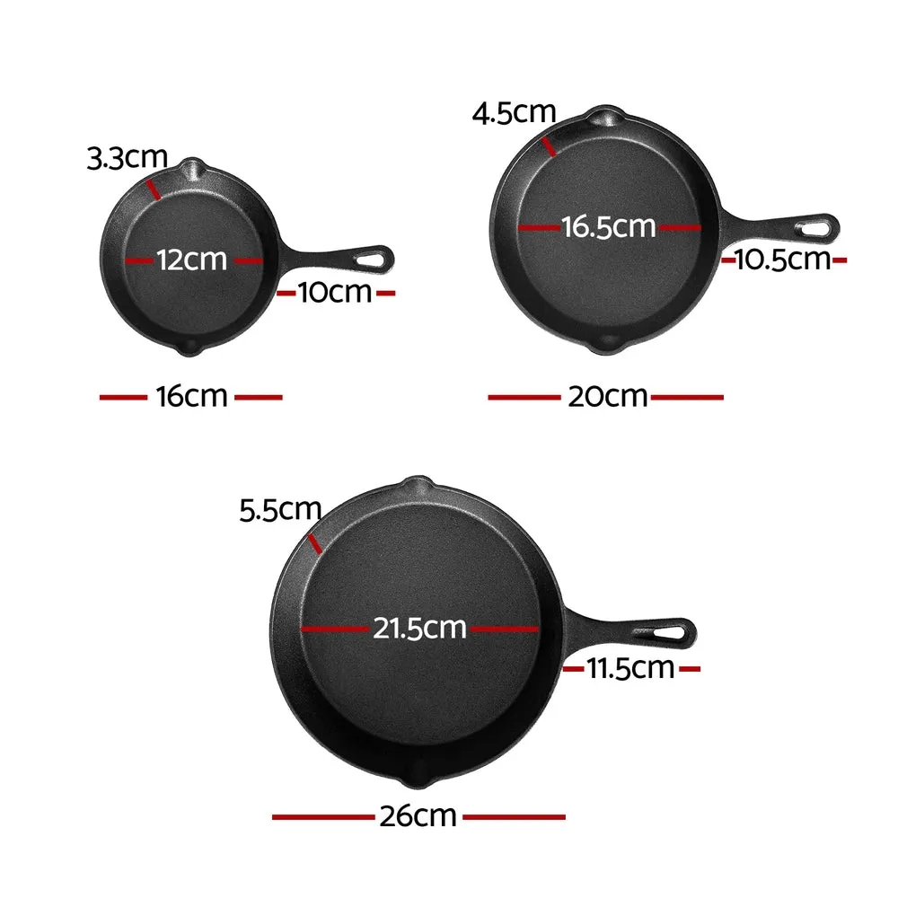 Non-Stick Cast Iron Frying Pan Set 3PCS PFOA/PIFE-Free 5-star chef