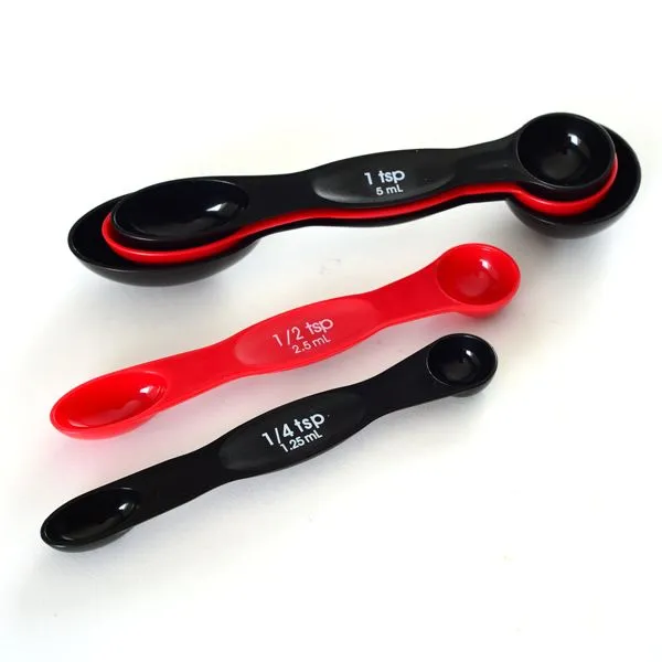 Norpro 5 Piece Nesting Magnetic Measuring Spoon Set 1/4 tsp to 1 tbsp, Red/Black