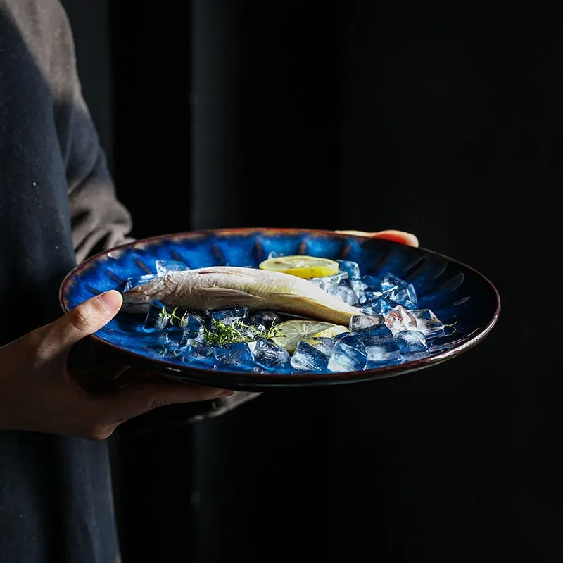 Ocean Shell Indigo Ceramic Plates