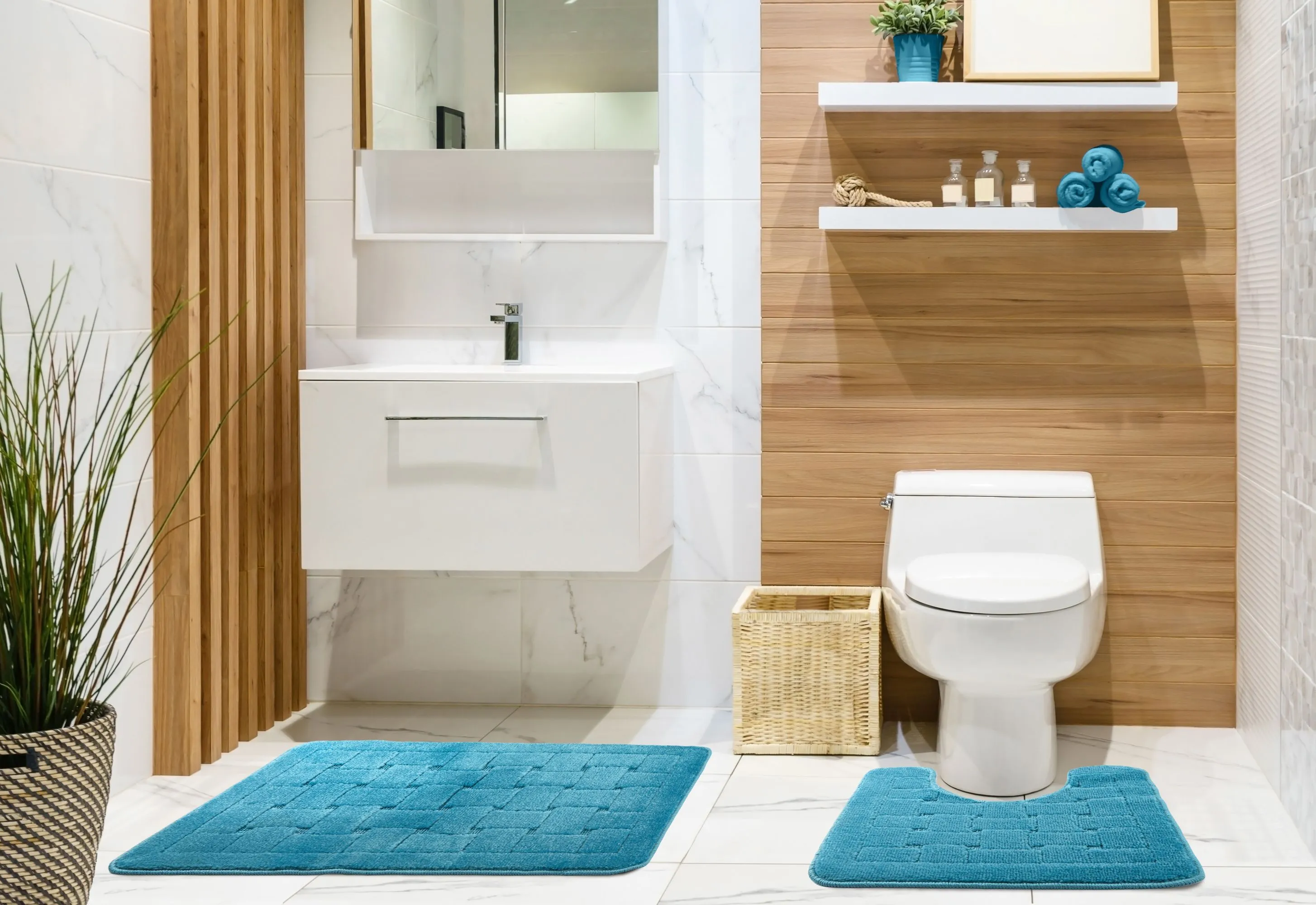 Orkney - Crosshatch 2 Pc Bath Set in Aqua