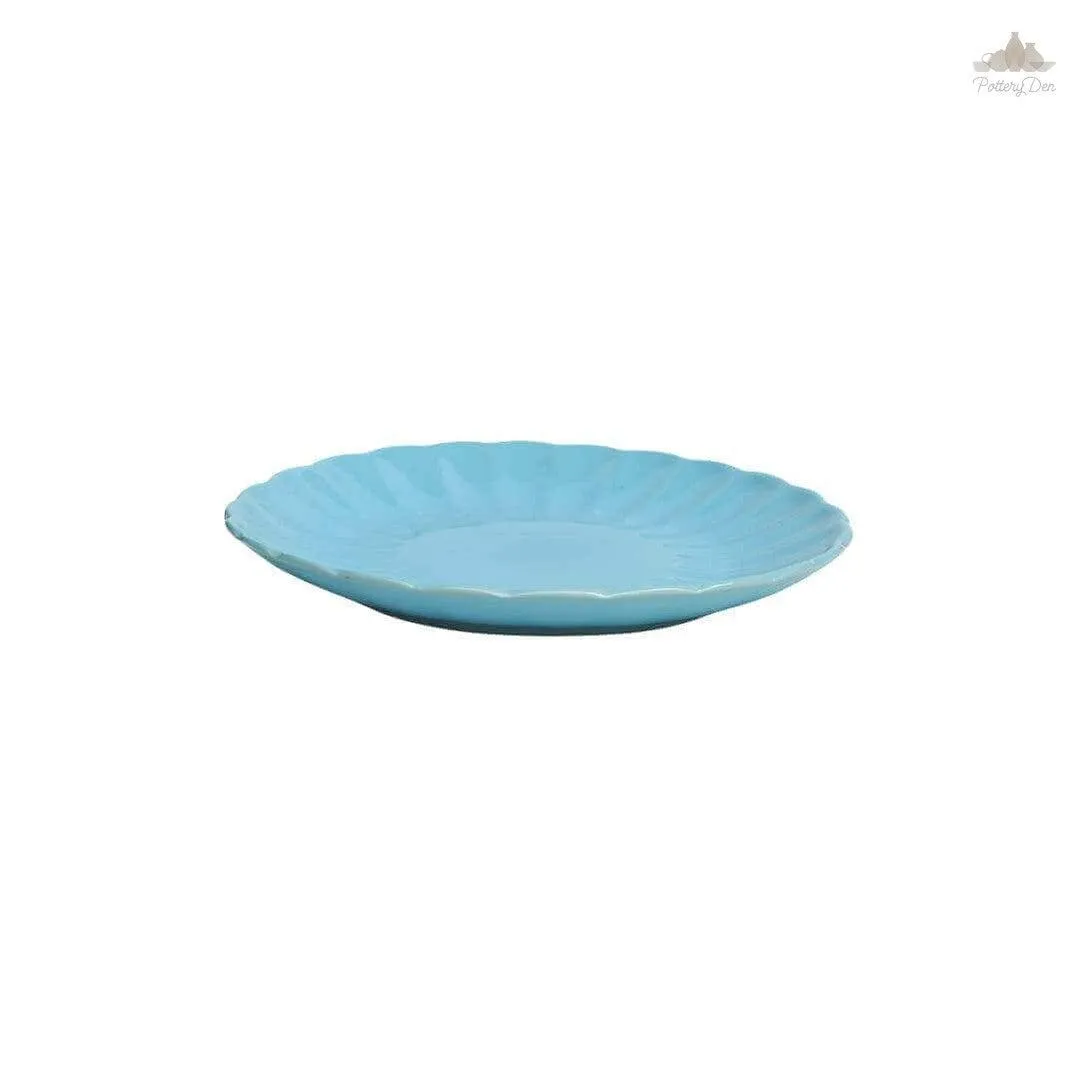 Pastel Blue Dinner Plate | Height 2.5 cm | Diameter 27.5 cm | Hand Painted |  Set of 1 | Ceramic Pottery | Ideal for serving a full meal