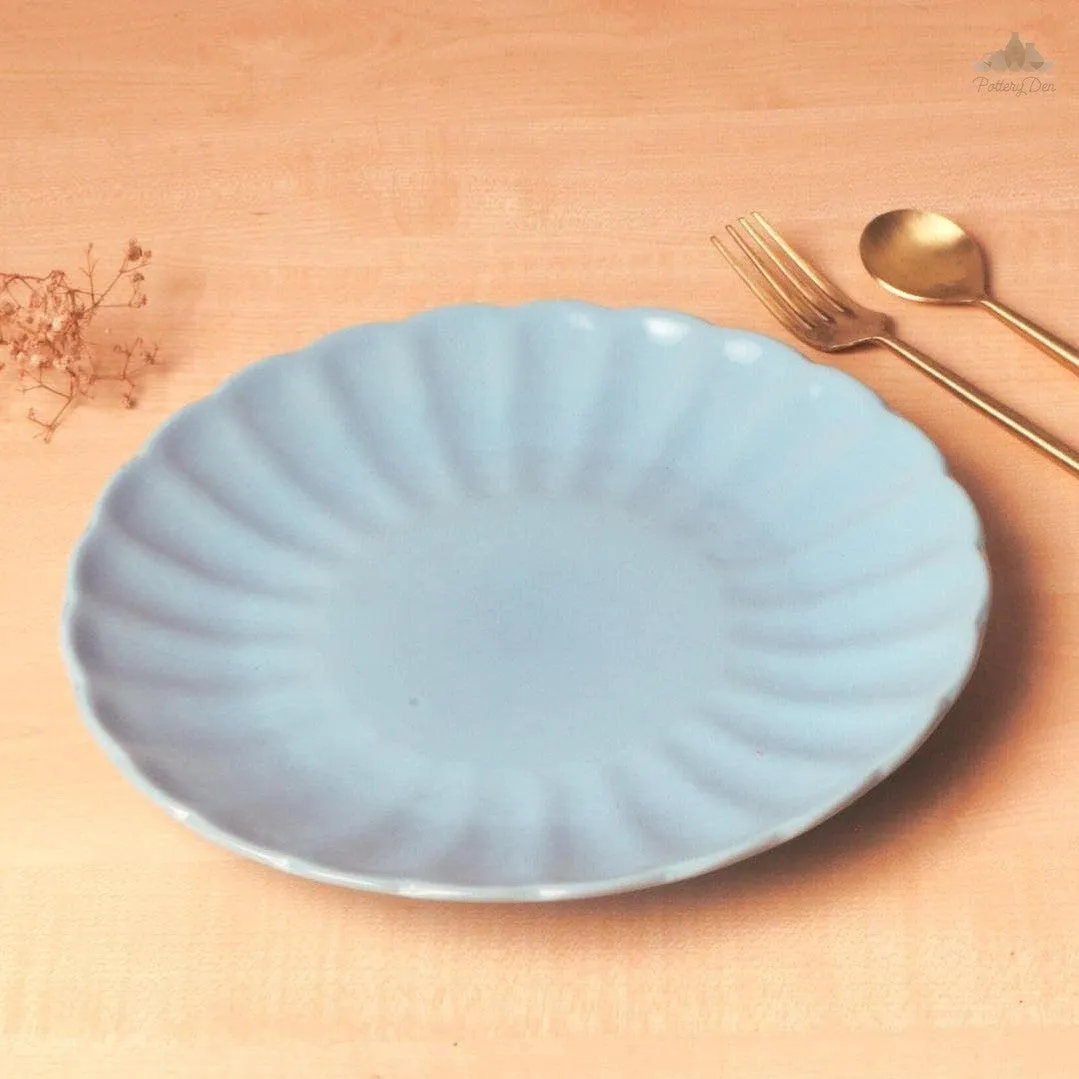 Pastel Blue Dinner Plate | Height 2.5 cm | Diameter 27.5 cm | Hand Painted |  Set of 1 | Ceramic Pottery | Ideal for serving a full meal