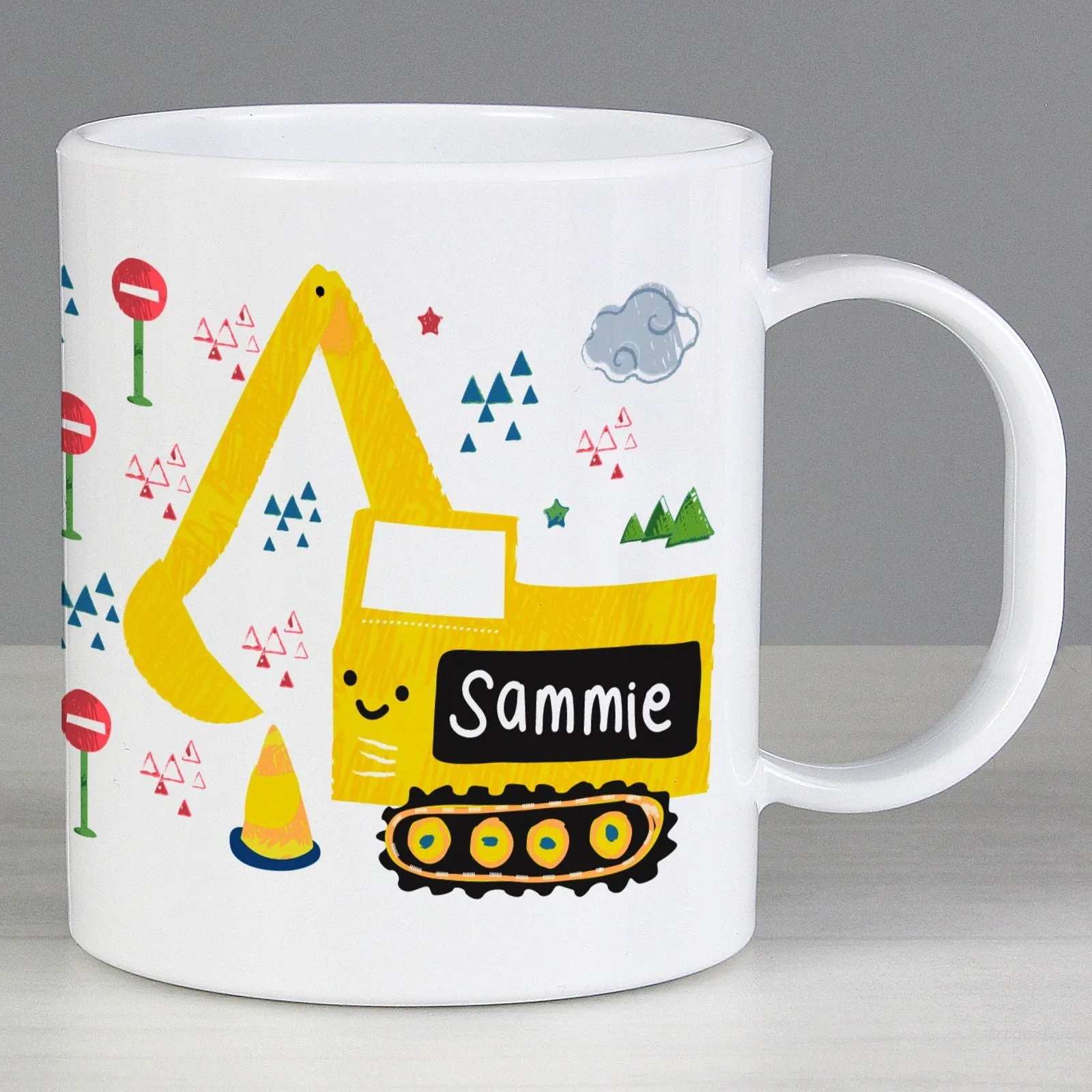 Personalised Digger Plastic Mug