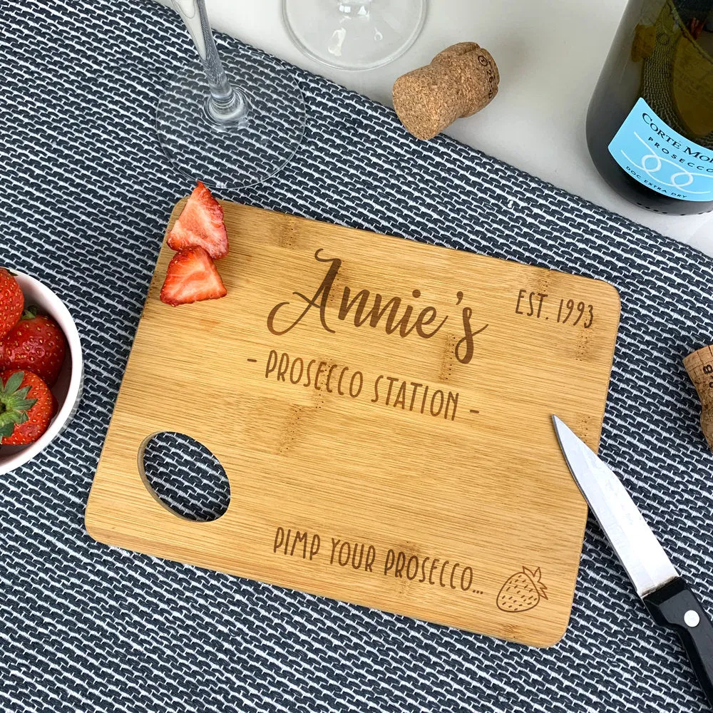 Personalised Prosecco Preparation Cutting Chopping Board