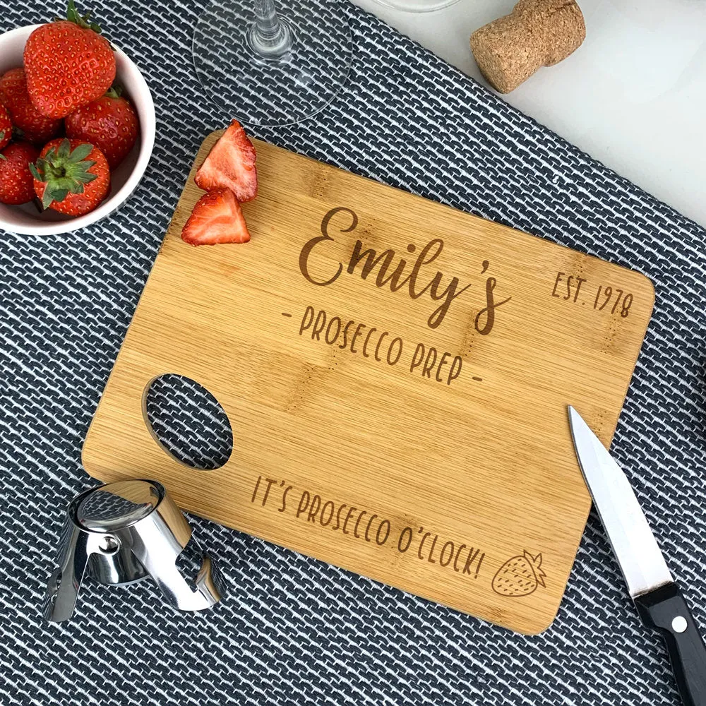 Personalised Prosecco Preparation Cutting Chopping Board