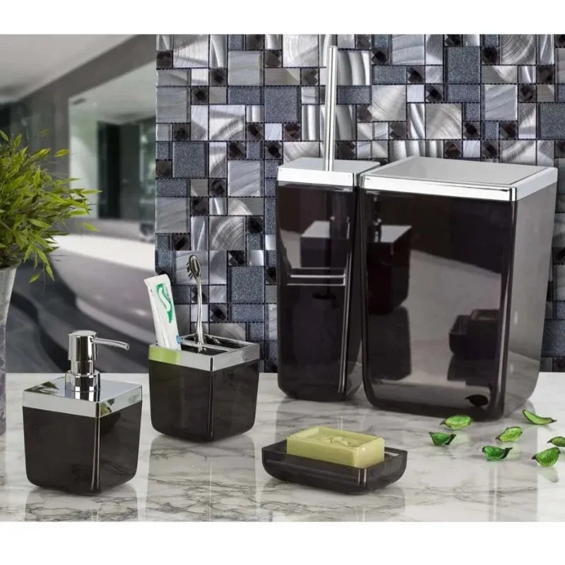 Prima Nova Toskana Bathroom Set Black 5 pcs