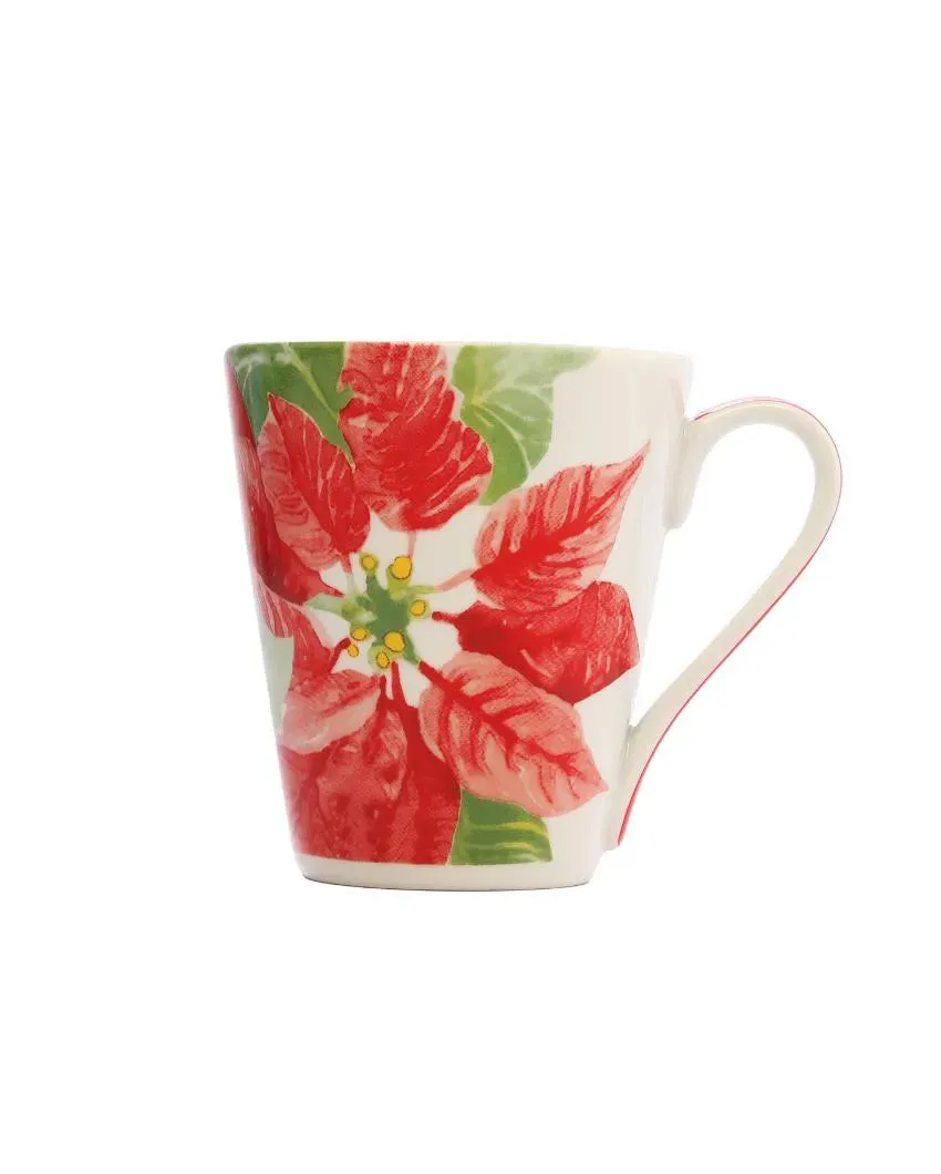 Red Leaves Porcelain Coffee Mugs | Set of 2