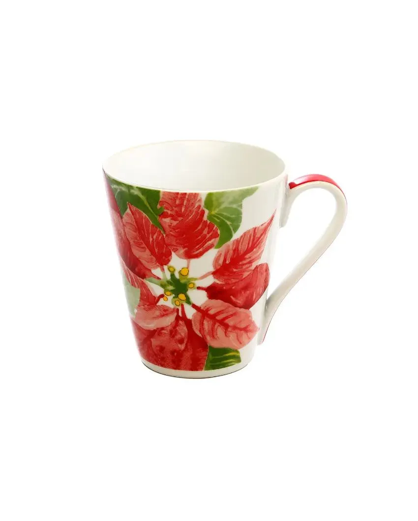 Red Leaves Porcelain Coffee Mugs | Set of 2