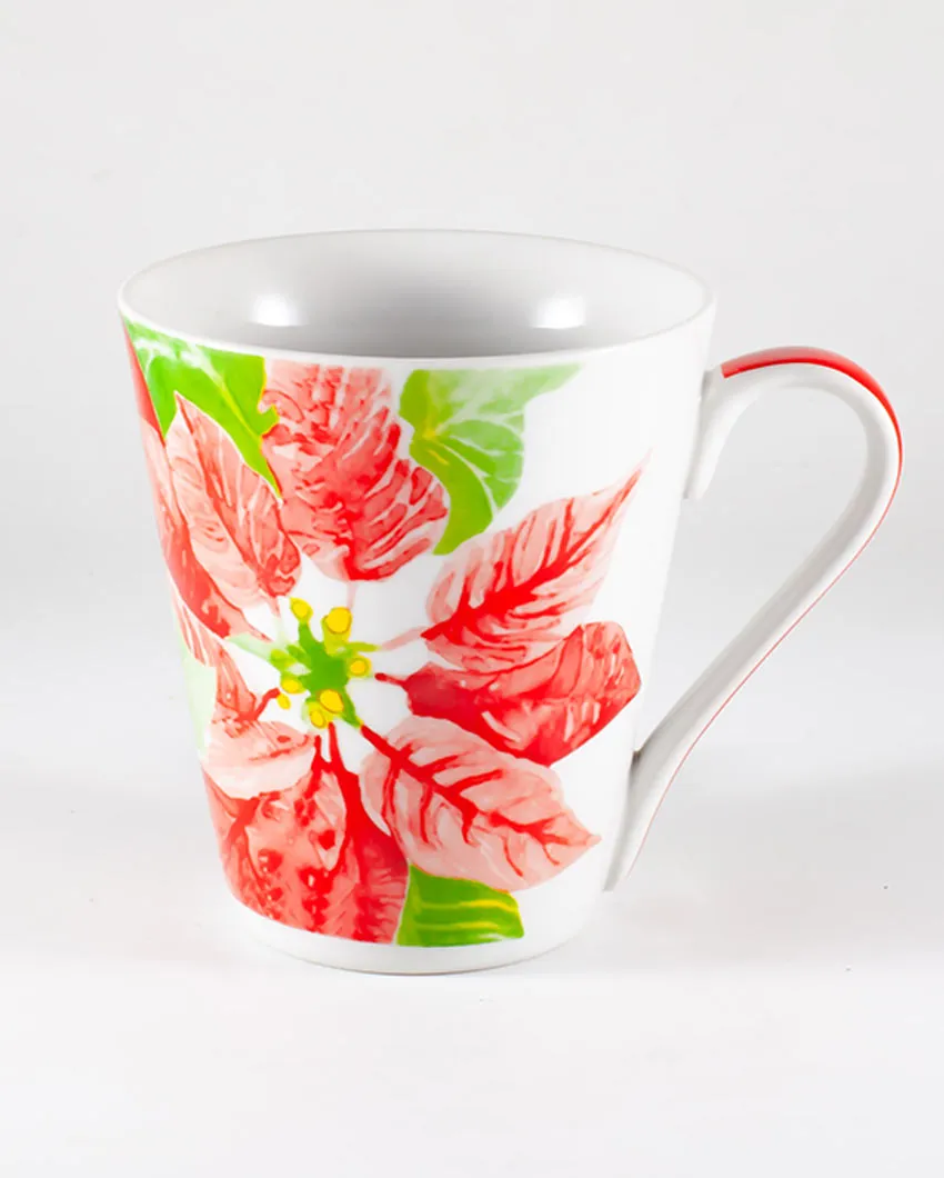 Red Leaves Porcelain Coffee Mugs | Set of 2