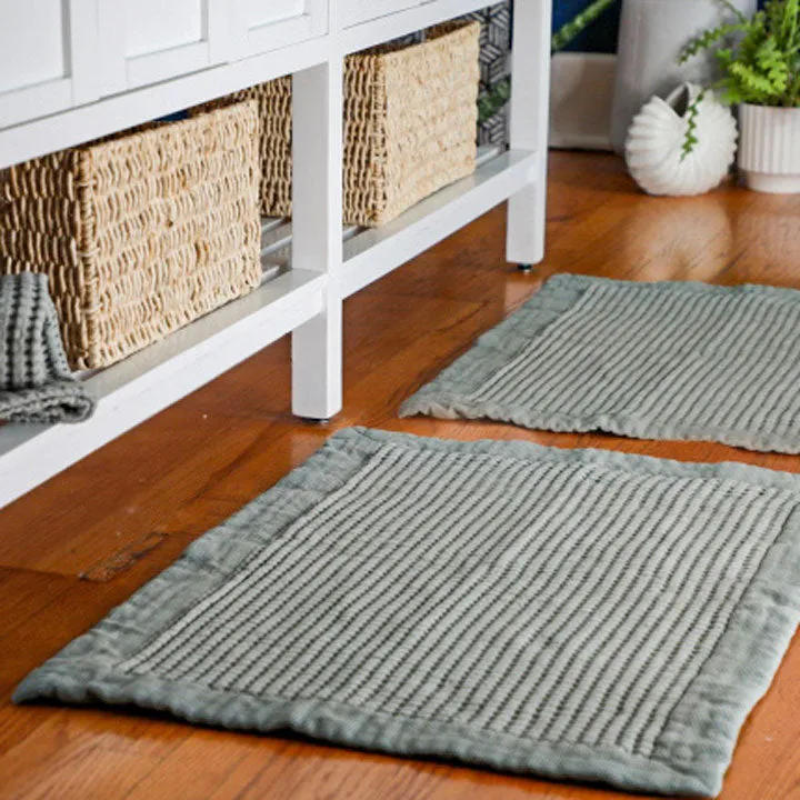 Sage Grey Waffle Bath Mat - Modern Style