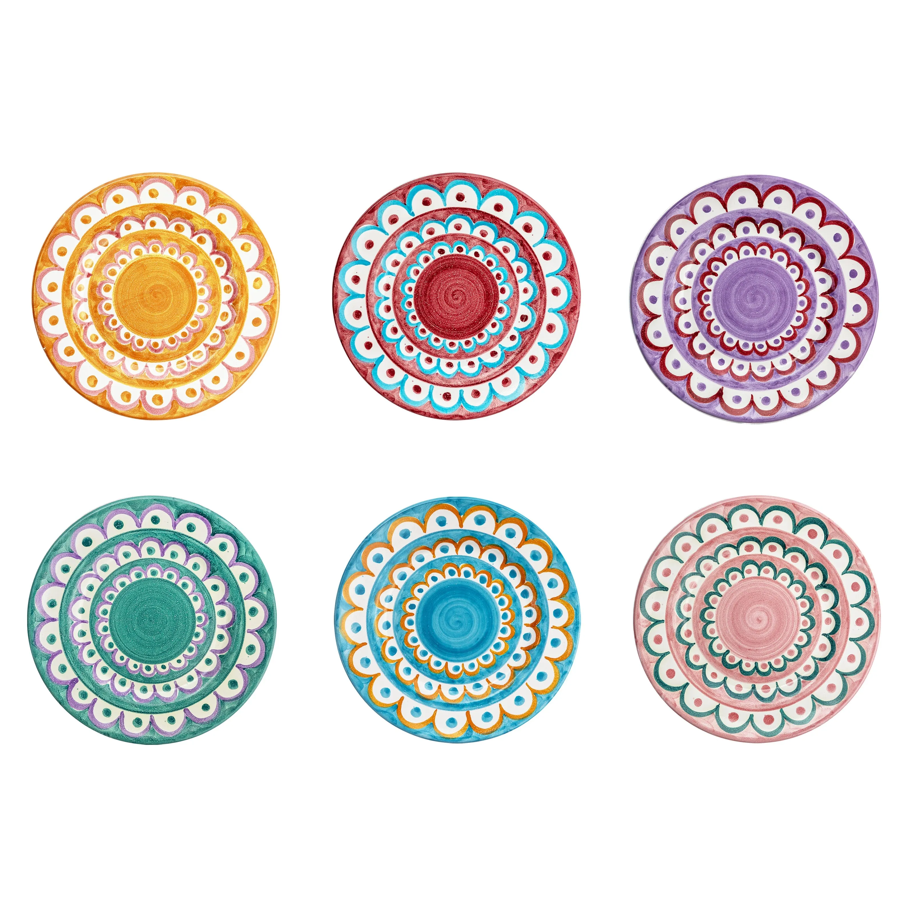 Scallop Dessert Plates Set of 6 Multicoloured