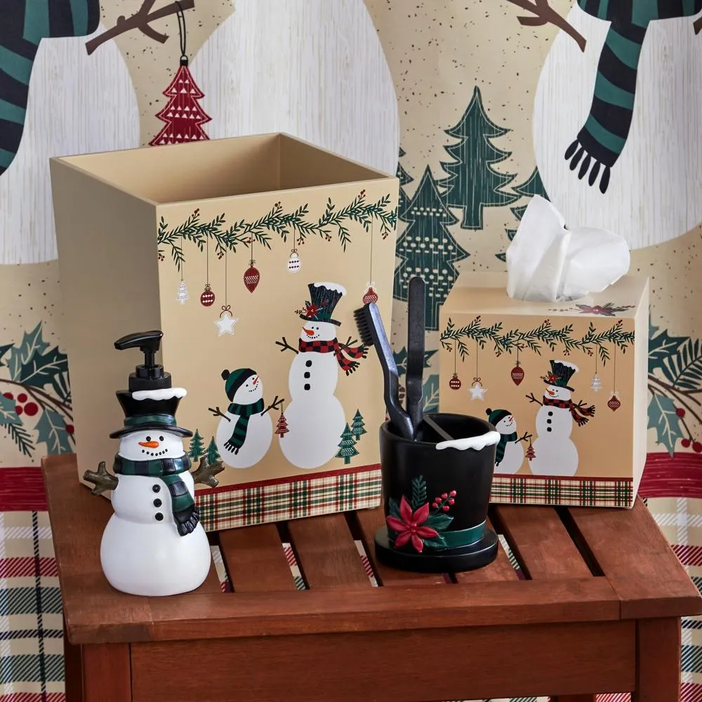 SKL Home By Saturday Knight Ltd Rustic Plaid Snowman Toothbrush Holder - 3.87X3.61X3.61", Multi