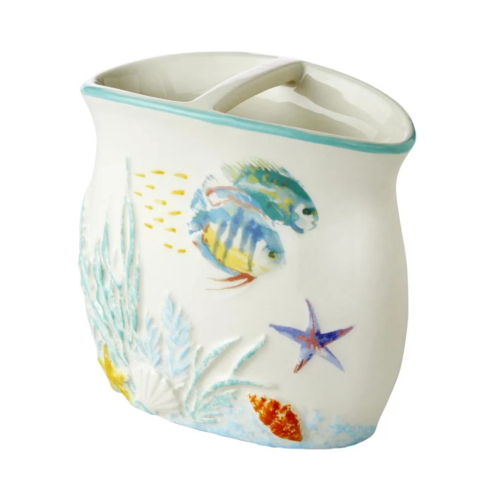 SKL Home Saturday Knight Ltd Ocean Watercolor Toothbrush Holder - 4.32x2.13x4.49, Multi