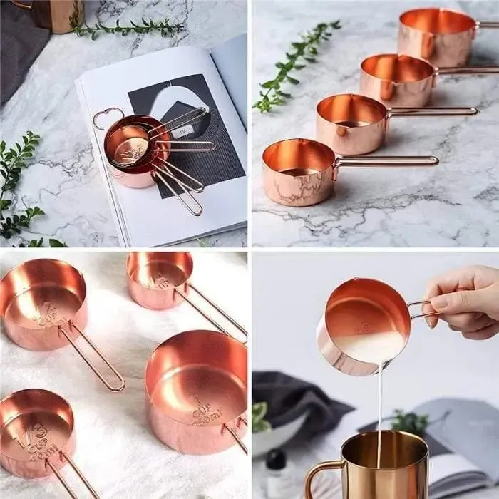 Stainless Steel Measuring Cups And Measuring Spoons Set Of 8 (304 Grade)