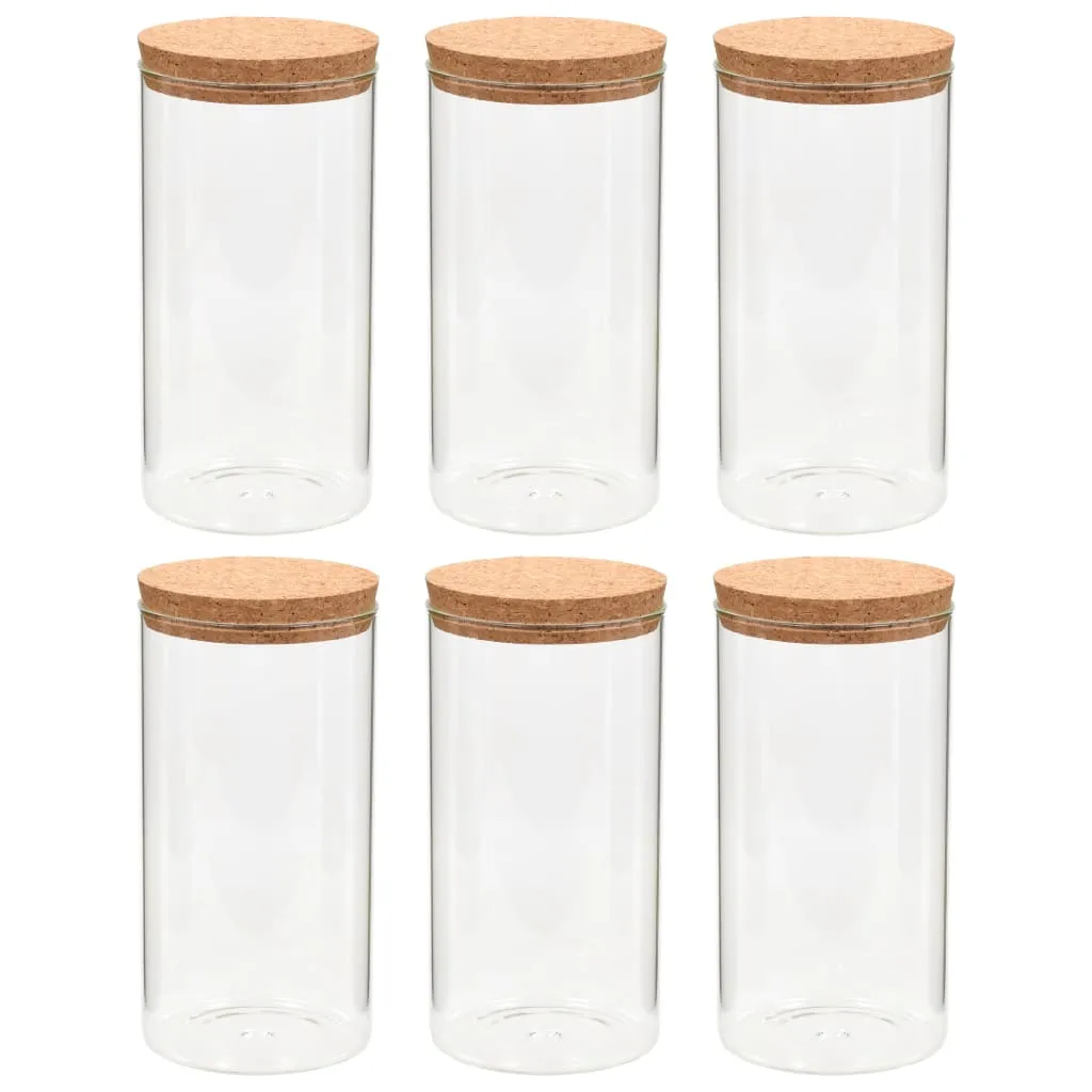 Storage Glass Jars with Cork Lid 6 pcs 1100 ml