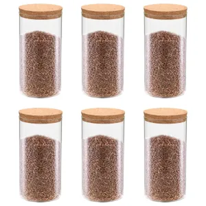 Storage Glass Jars with Cork Lid 6 pcs 1100 ml