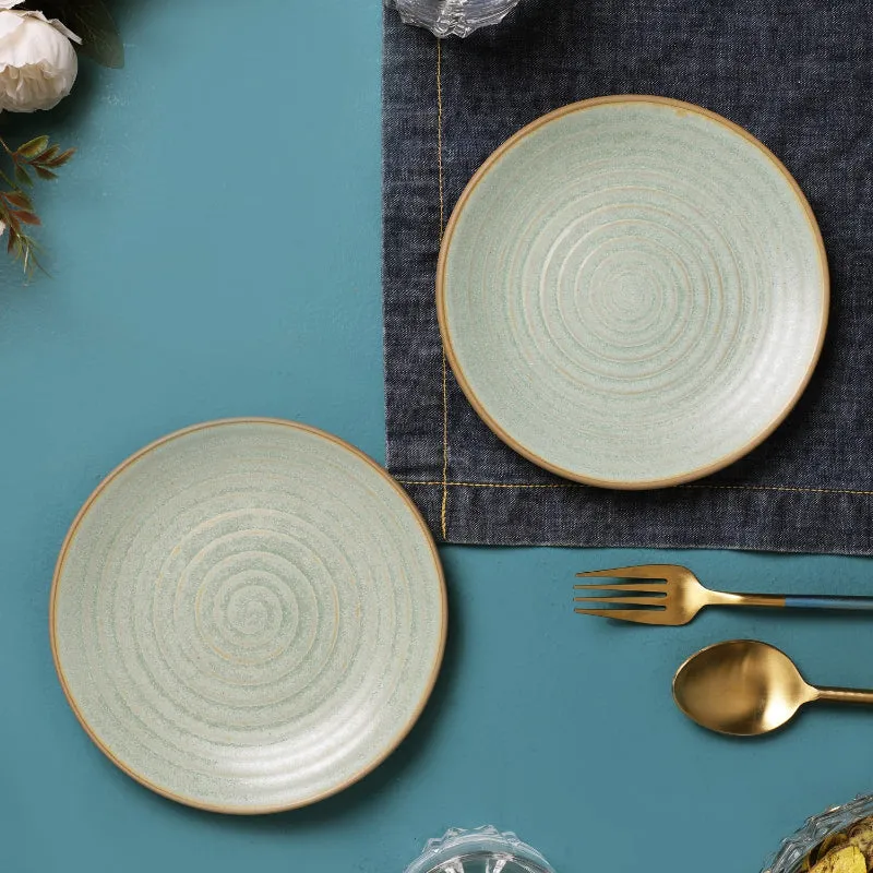 Swirls Ceramic Dinner Plates | Set of 2 | 9 Inches