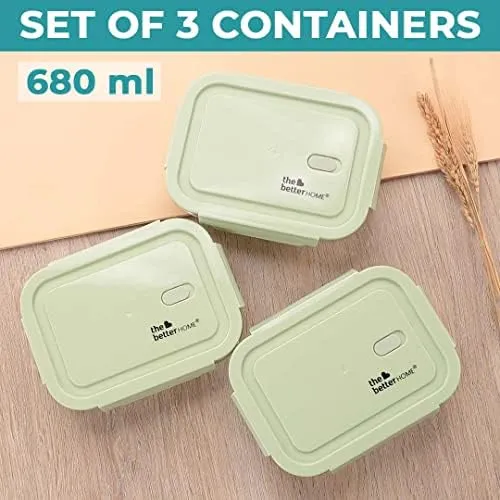 The Better Home Food Containers (Pack of 3) | Food Jars & Containers|Food Storage For Kitchen & SAVYA HOME 4 pcs big Plate Set |Pack and Store Combo (3 Containers   Plate Set)