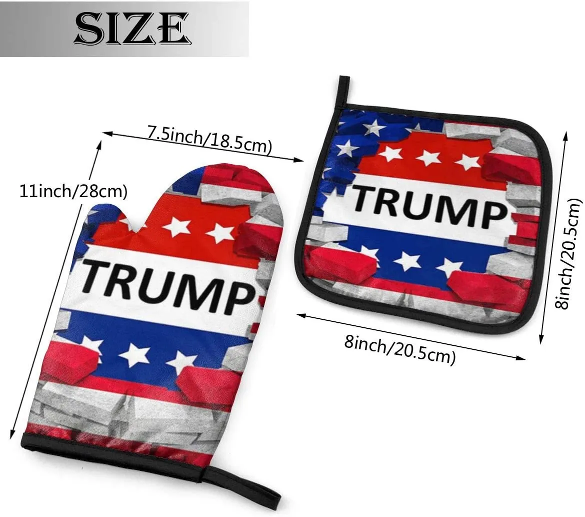 Trump Flag Oven Mitt and Pot Holders Set