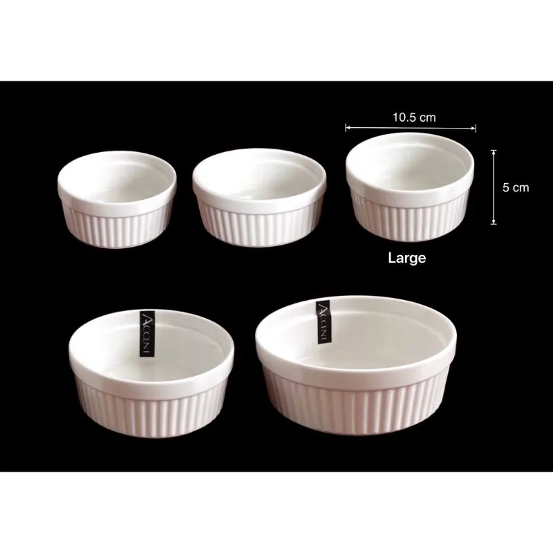 White Ceramic Large Ramekin - 10.5cm x 5cm