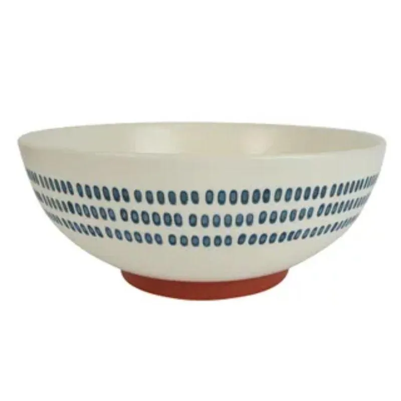 White/Navy Sawyer Ceramic Bowl - 20cm x 7.5cm